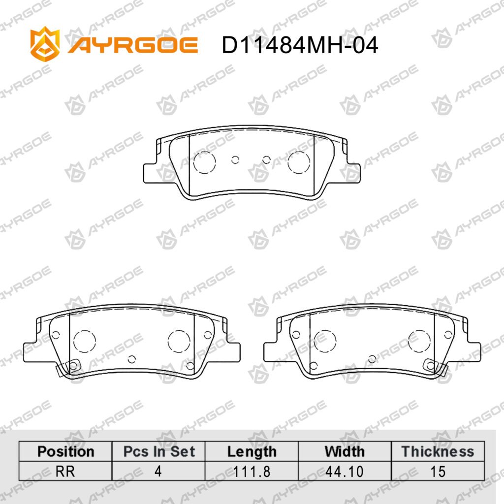 AYRGOE D11484MH-04 BRAKE PAD RR KIA SPORTAGE PG 22-/TUCSON PG 21-/SONATA DN8 PD 19-/K5 PE 20-