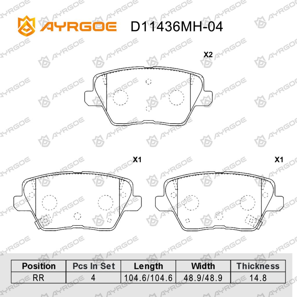 AYRGOE D11436MH-04 BRAKE PAD RR HYUNDAI I30 16-/ I30 SW 16-/ ELANTRA N-LINE 21/ KIA CEED 18-
