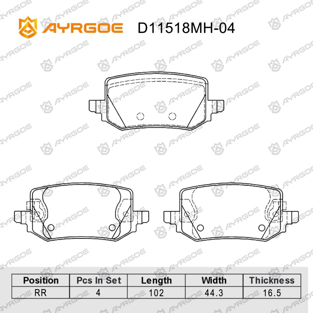 AYRGOE D11518MH-04 BRAKE PAD RR HYUNDAI TUCSON 20-/KIA SPORTAGE 22-