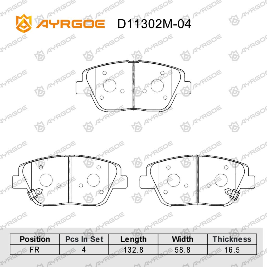 AYRGOE D11302M-04 BRAKE PAD FR HYUNDAI SONATA YF PG 09-14/K5 10-13/OPTIMA 10-16/GRANDEUR 11-14