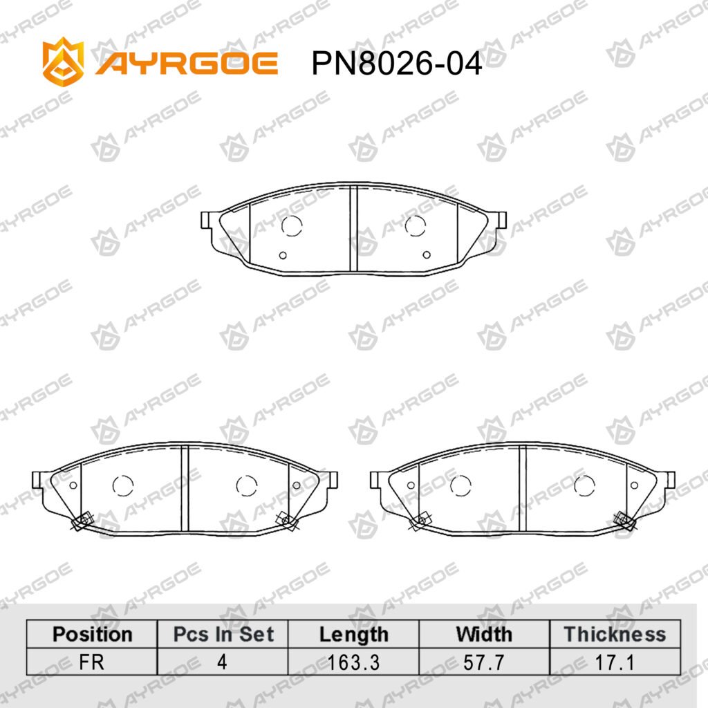 AYRGOE PN8026-04 BRAKE PAD FR CHANGAN UNI-K 20-/CS95 PLUS 23-