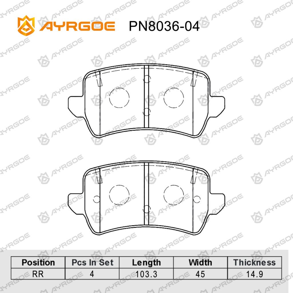AYRGOE PN8036-04 BRAKE PAD RR GEELY EMGRAND 1.5L 23-