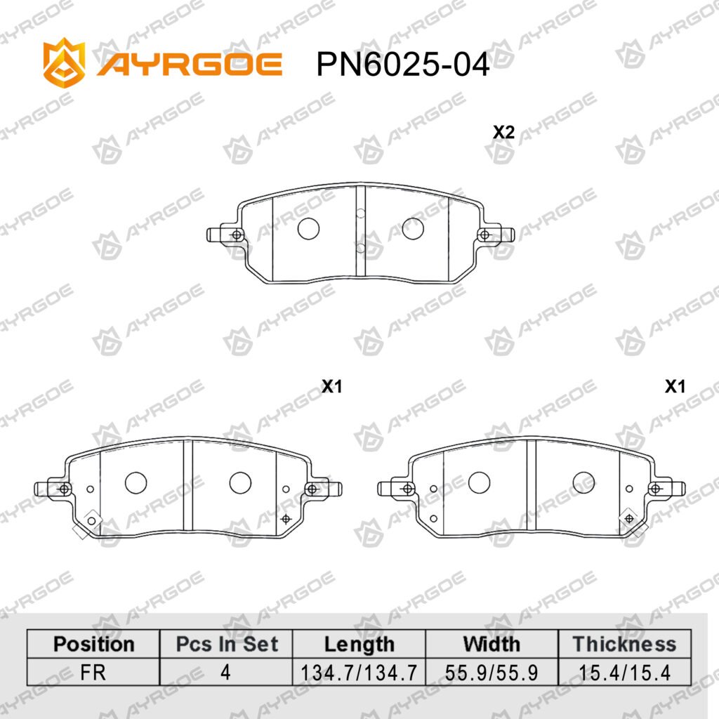 AYRGOE PN6025-04 BRAKE PAD FR HAVAL JOLION (2WD) 1.5T 2021--