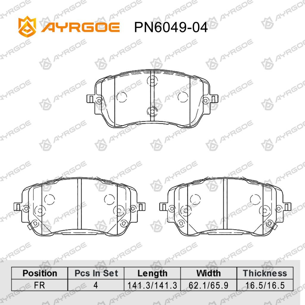 AYRGOE PN6049-04 BRAKE PAD FR HAVAL DARGO (2WD) 2.0T 22-/H6/H6S (2WD) 2.0T 21-/F7 II 1.5T 24-