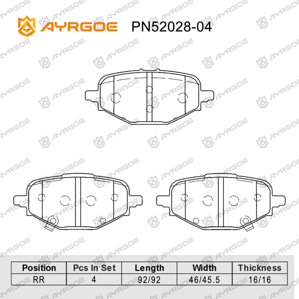 AYRGOE PN52028-04 BRAKE PAD RR CHEVROLET MONZA 1.3T 1.4L 1.5L 2021--