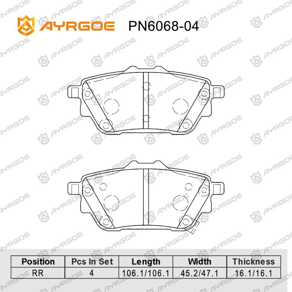 AYRGOE PN6068-04 BRAKE PAD RR HAVAL DARGO (4WD) 2.0T 2022-- /H6 (4WD) 2.0T 2020--