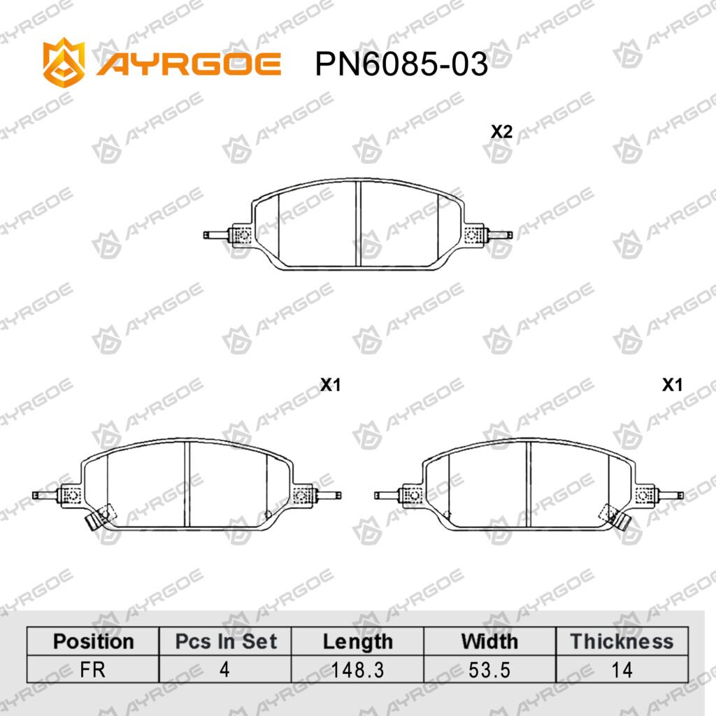 AYRGOE PN6085-03 BRAKE PAD FR BYD QIN PLUS EV/DM-I 2022-/DESTROYER 05 1.5T DM-I 2022-/YUAN UP 2023-|ATTO3/DOLPHIN/QIN L/YUAN PLUS/SEAGULL