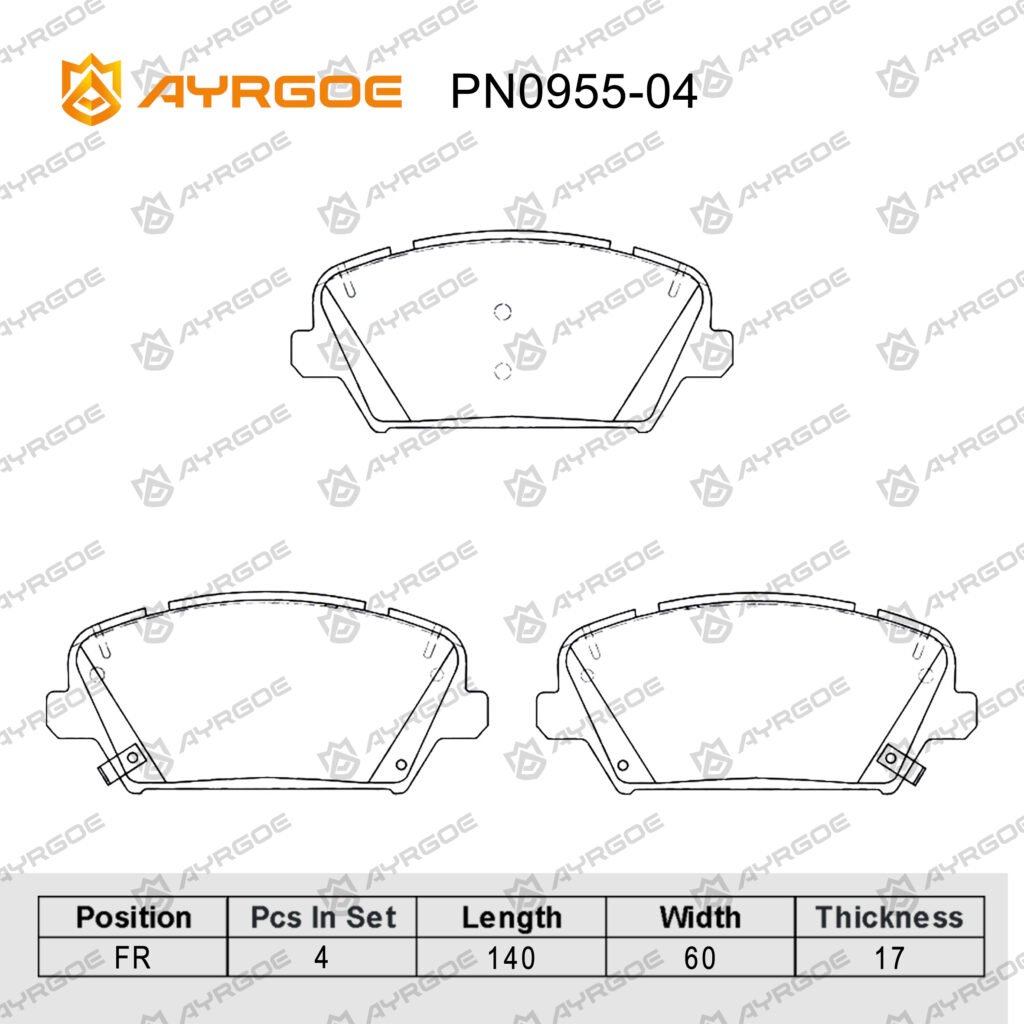 AYRGOE PN0955-04 BRAKE PAD FR KIA CADENZA(K7) 16-19/HYUNDAI GRANDEUR IG(AZERA) PG 16-22