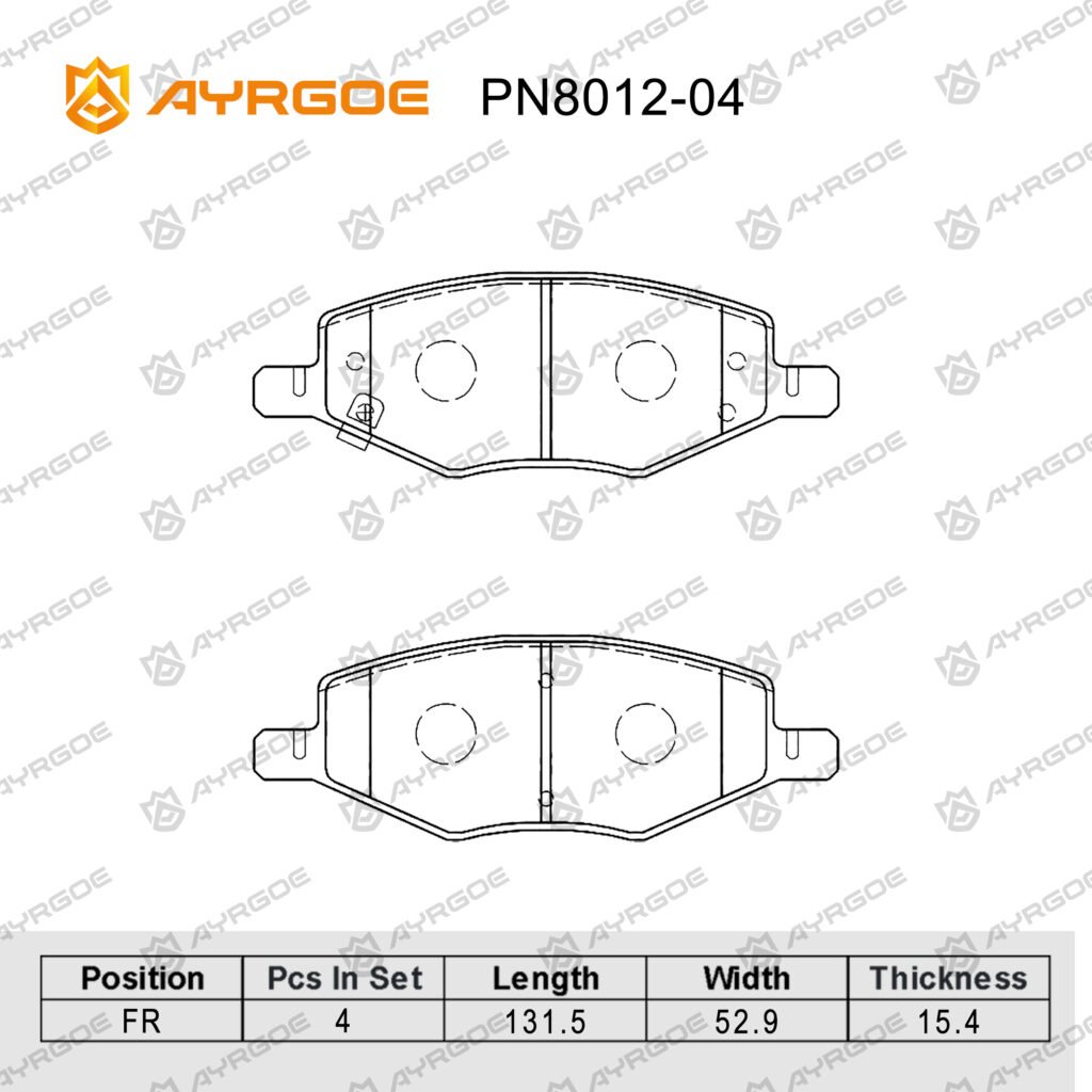 AYRGOE PN8012-04 BRAKE PAD FR CHANGAN ALSVIN 1.5L 18-