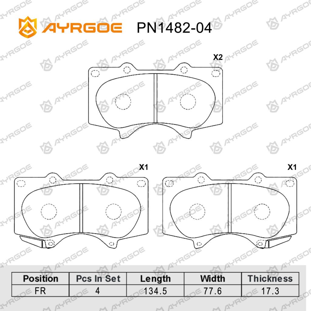 AYRGOE PN1482-04 Brake Pad Front JAC T8 PRO 2.0T 2021-/T9 2.0T 2023-