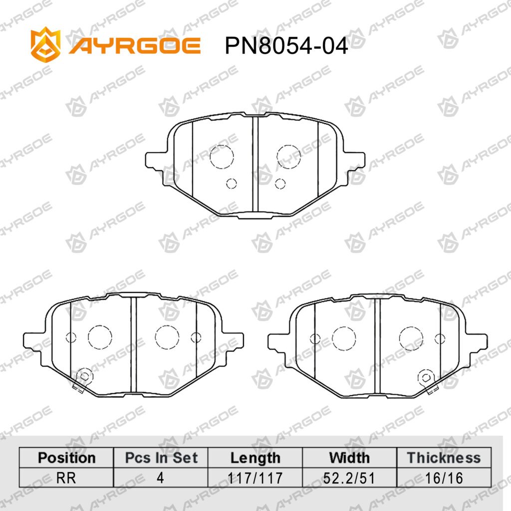 AYRGOE PN8054-04 Brake Pad Rear GAC GS8 2.0T 2022-  M8 2.0T 2022-
