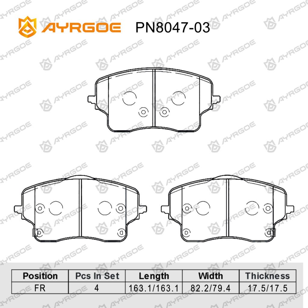 AYRGOE PN8047-03 Pastillas de freno Delantero GEELY MONJARO 2.0T 2022--