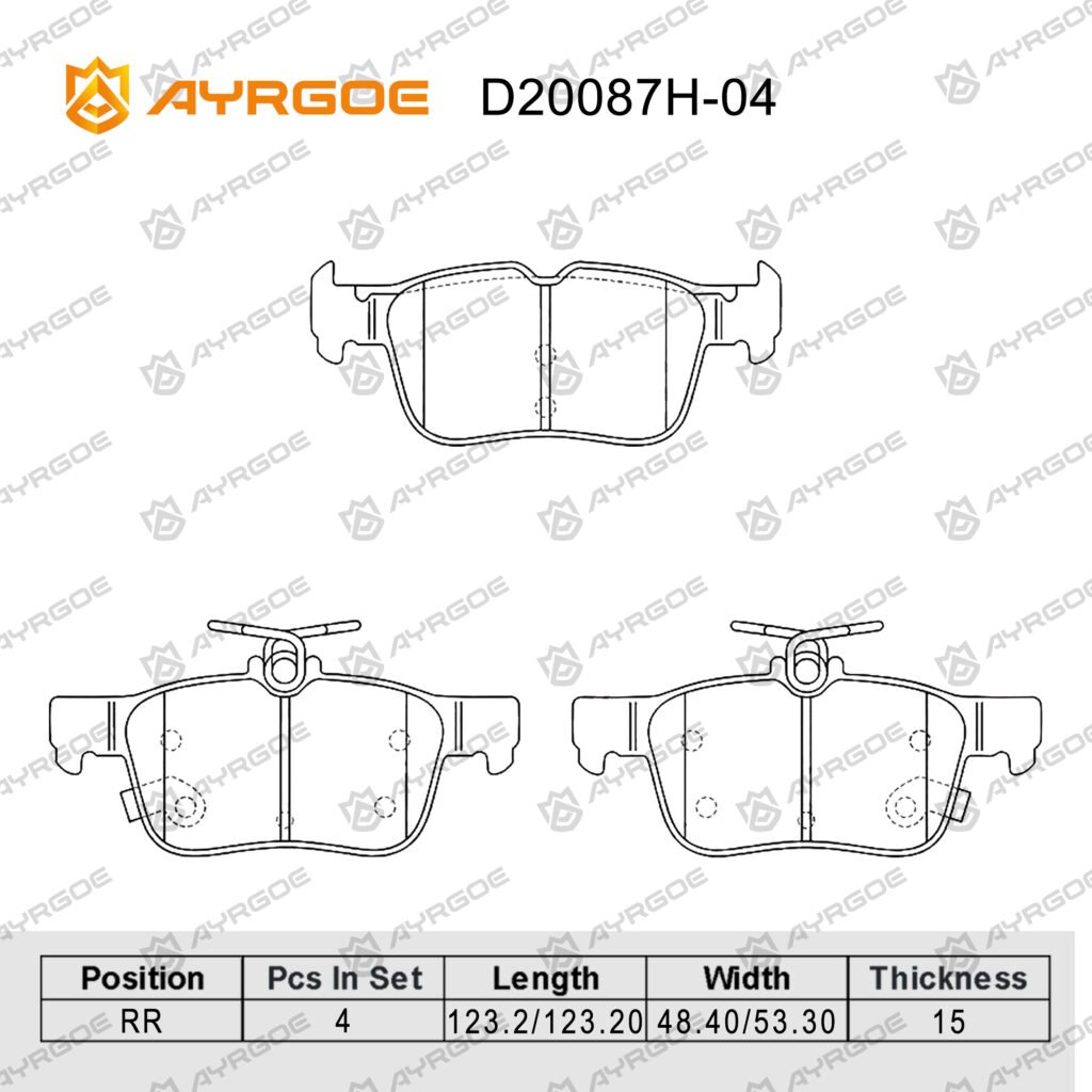 AYRGOE D20087H-04 Brake Pad Rear FORD FUSION 2013|S-MAX II 2015| FORD GALAXY III 2015
