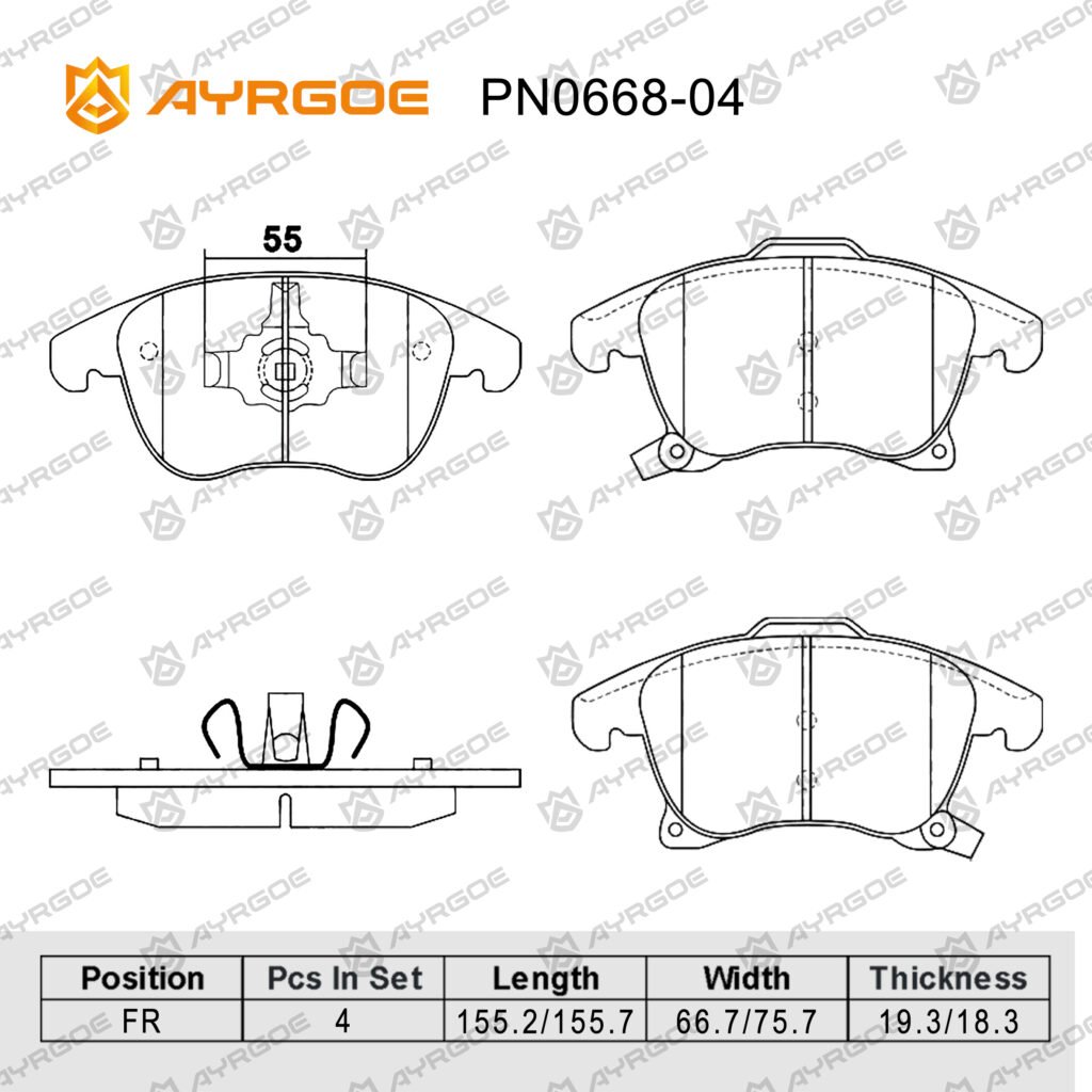 AYRGOE PN0668-04 Brake Pad Front FORD FUSION 2013|S-MAX II 2015| GALAXY III 2015