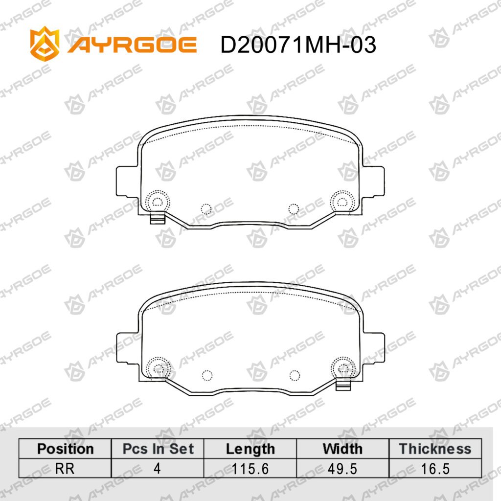 AYRGOE D20071MH-03 Brake Pad Rear JEEP CHEROKEE KL|RENEGADE  2014