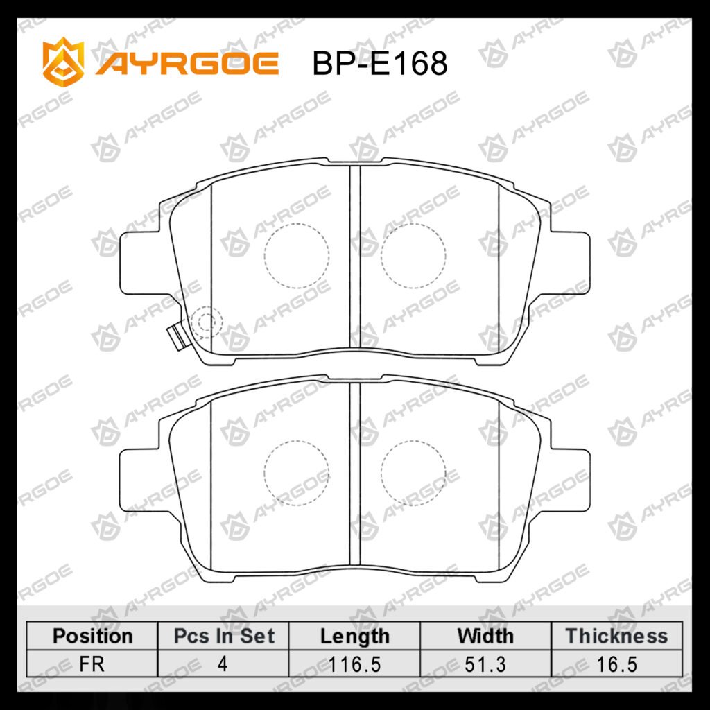 AYRGOE D2183-05 BRAKE PAD FR Toyota Corolla E120 1.4-1.8 00-08/Caldina T240 02-07/Vista XV50 98-03/Yaris XP10 99-05/Celica T230 99-06