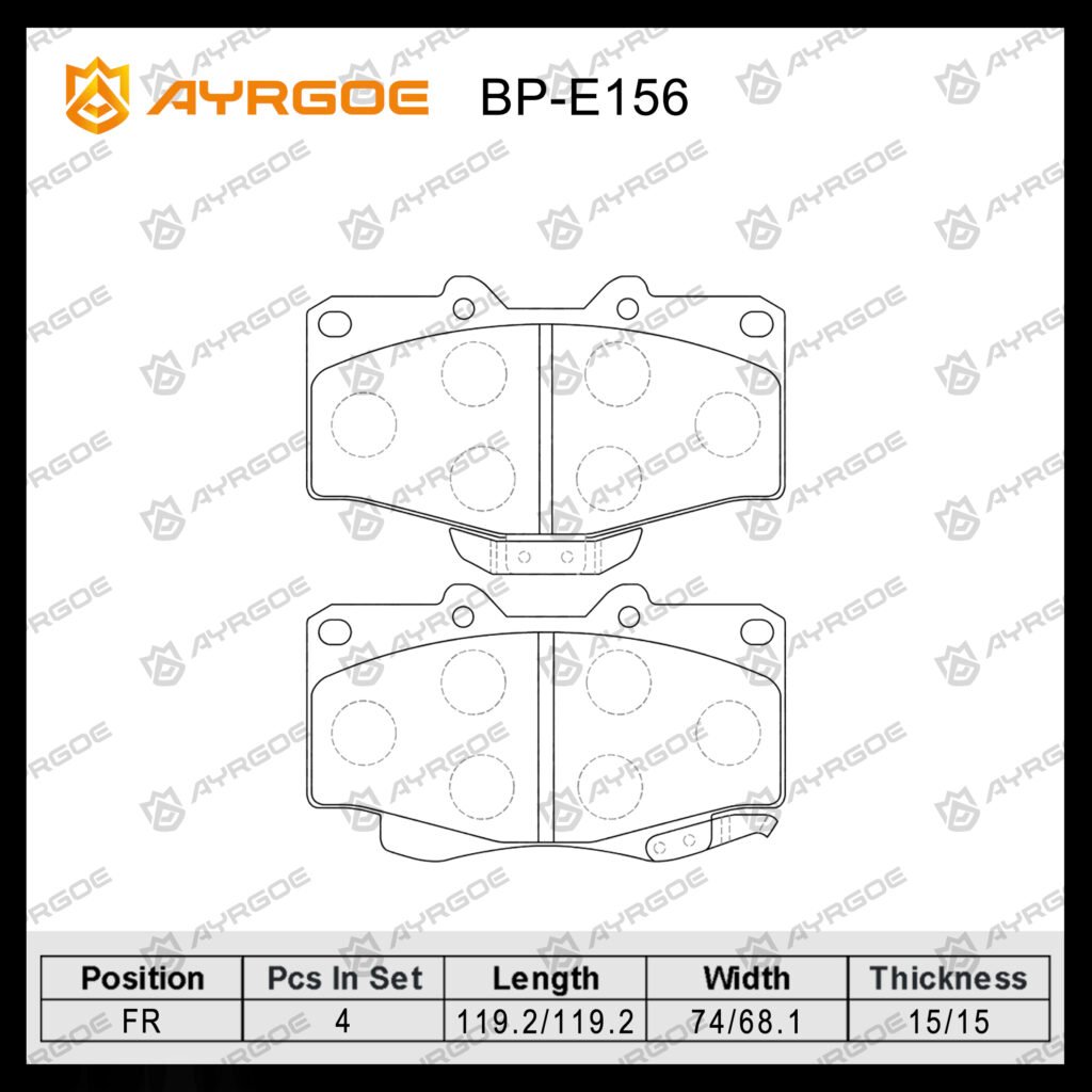 AYRGOE D2082-05 BRAKE PAD FR Toyota LC70 80 90 82-02/Prado J90 96-02/Hilux Surf N130 N185 87-02