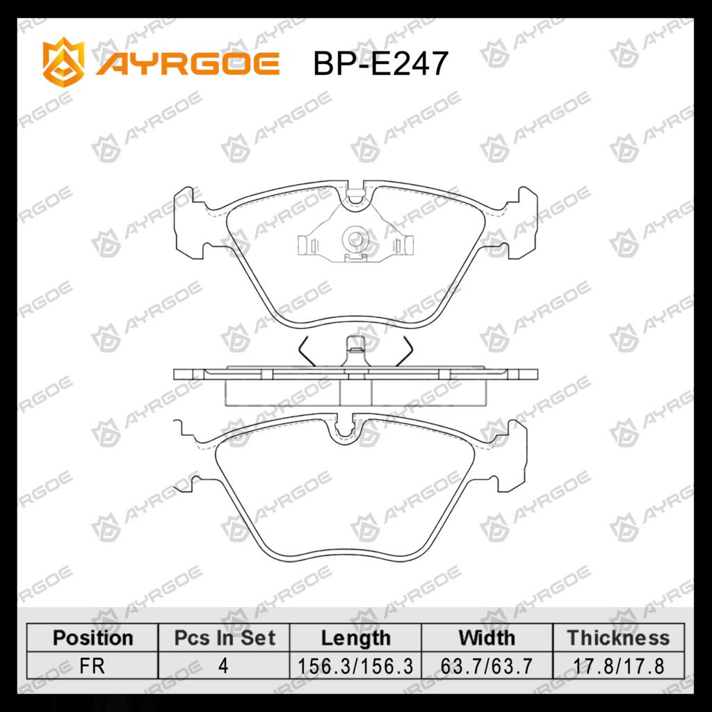 AYRGOE PN0012W-05 BRAKE PAD FR BMW 3 E36 E46 90-07/BMW 5 E34 87-96/BMW 7 E32 85-94/Z3 E36 95-03