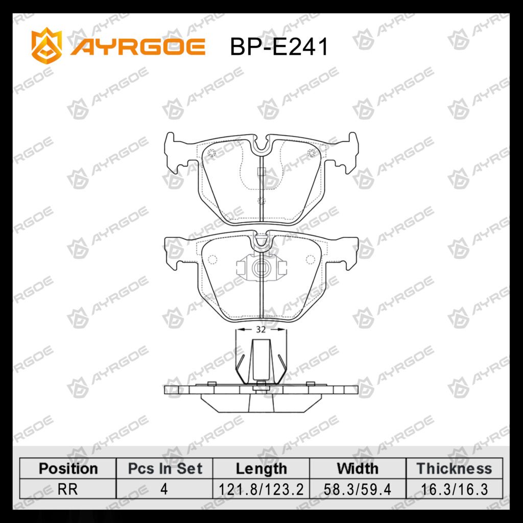 AYRGOE PN0228-05 BRAKE PAD RR BMW X5 E70 07-13/BMW X6 E71 E72 08-14 3.0 3.0D N52 N57