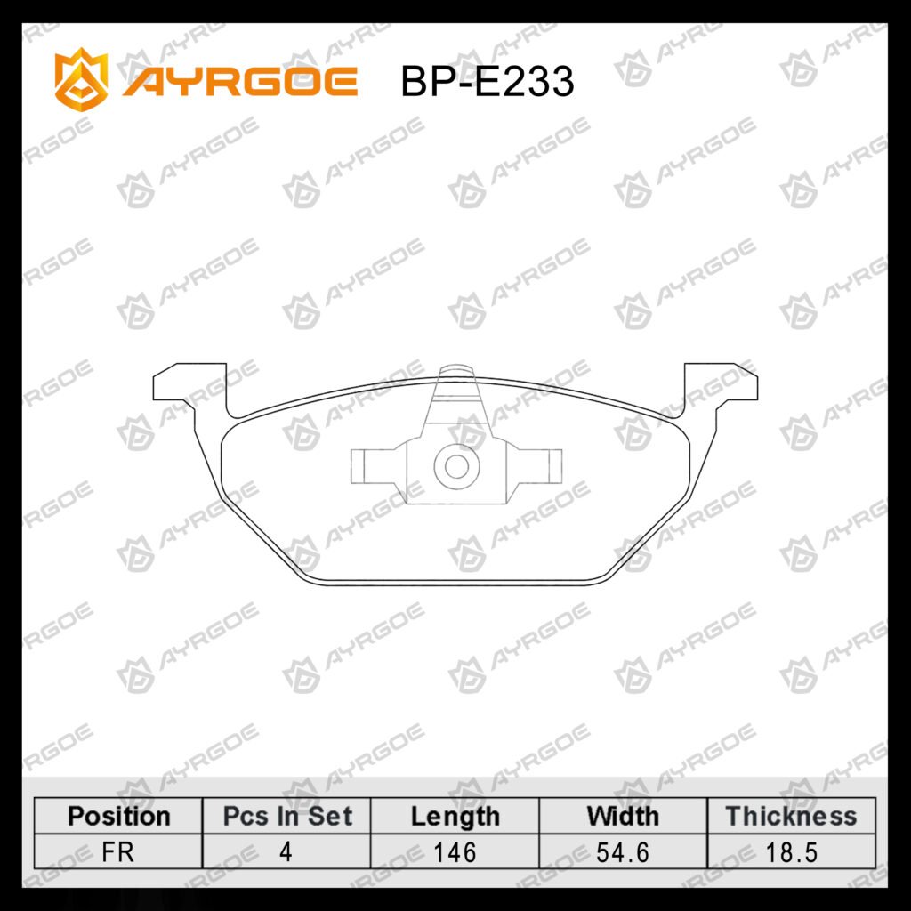 AYRGOE D11074H-05 BRAKE PAD FR Audi A1 11-18/A2 99-05/A3 96-10/VW Golf IV V VI 97-13/Jetta IV V VI 99-18/Polo III IV V VI 99-24/Caddy III 04-15/Bora 98-05/Skoda Octavia I II 00-13/Yeti 09-17