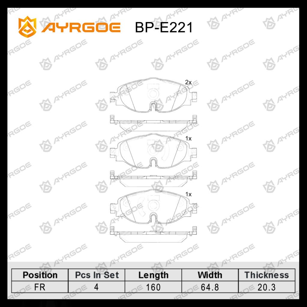 AYRGOE D11341H-05 BRAKE PAD FR VW Golf VII 12-20/Jetta VI 14-24/Passat 14-24/Polo VI 18-20/Tiguan 16-24/Caddy 15-20/Skoda Octavia III IV 12-24/Karoq 17-24/Kodiaq 16-24/Superb 16-24/Audi A1 18-24/A3 19-24