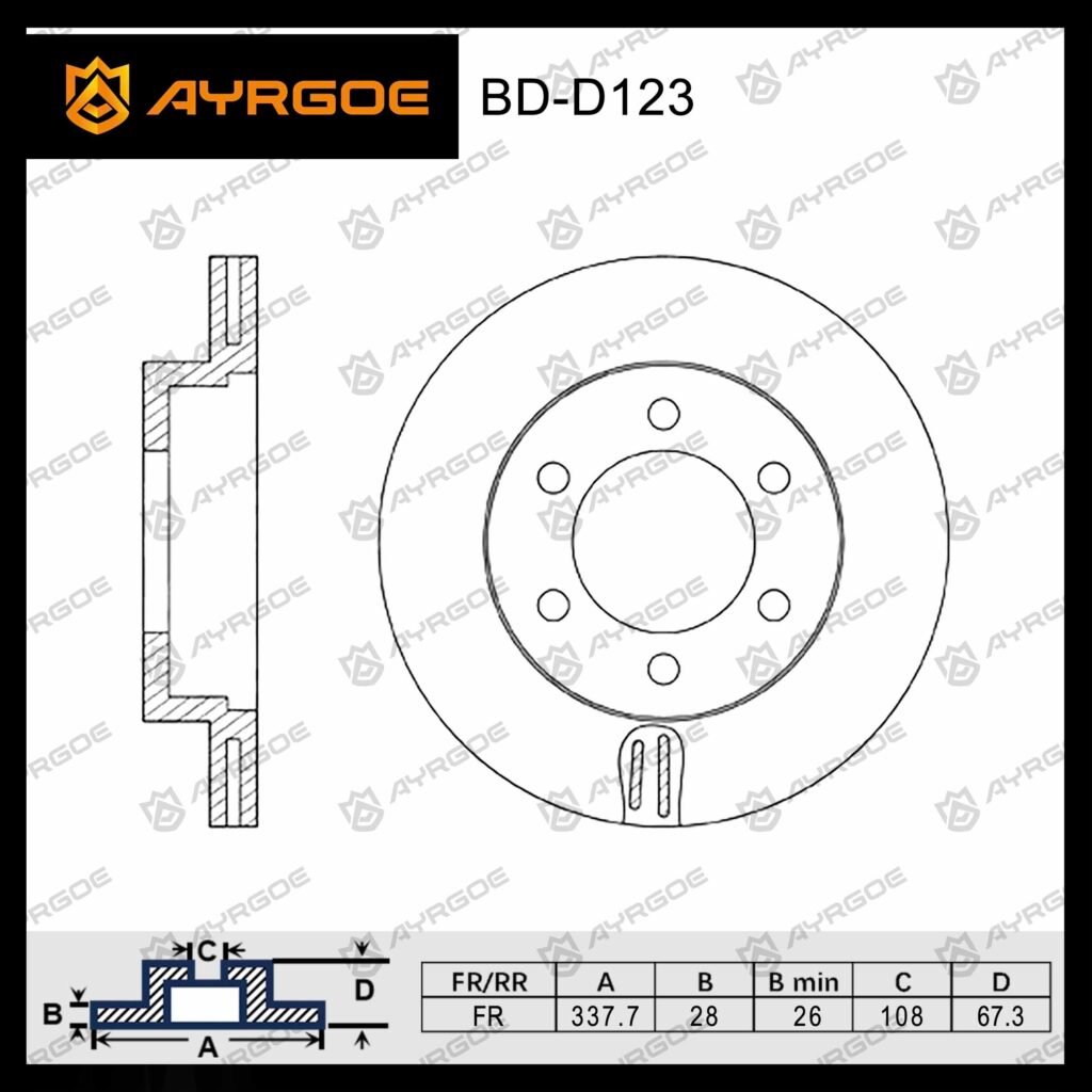 AYRGOE 43512-60160-04 BRAKE DISC FR TOYOTA PRADO J120 02-09/PRADO J90 96-02/4RUNNER N210 02-09