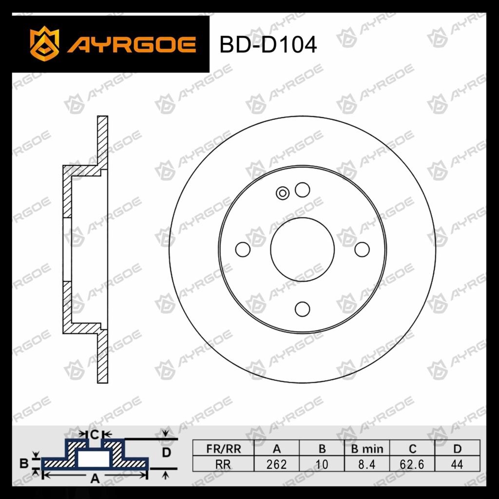 AYRGOE 58411-0U300-04 BRAKE DISC RR HYUNDAI ACCENT RB 11-17/SOLARIS RB 10-17/KIA RIO QB 12-17/RIO FB 17-;