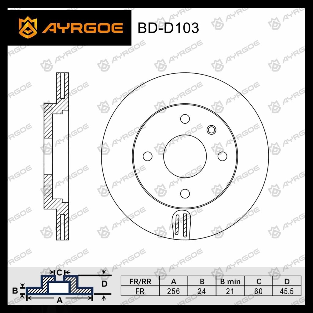 AYRGOE 13502001-04 BRAKE DISC FR CHEVROLET COBALT T250 13-/ AVEO T300 12-/RAVON R4 16-