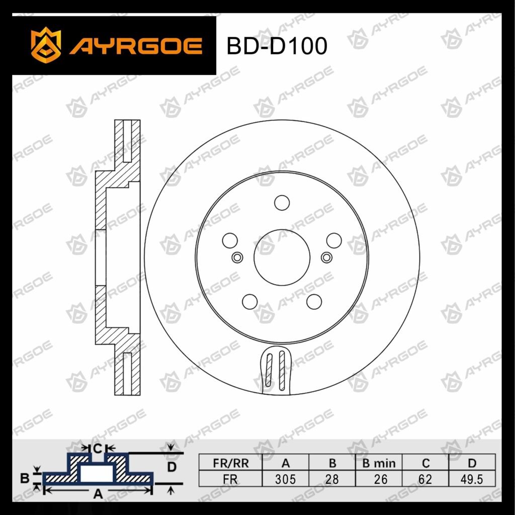 AYRGOE 43512-06170-04 BRAKE DISC FR TOYOTA CAMRY XV70 17-/RAV-4 XA50 18-  (305mm)