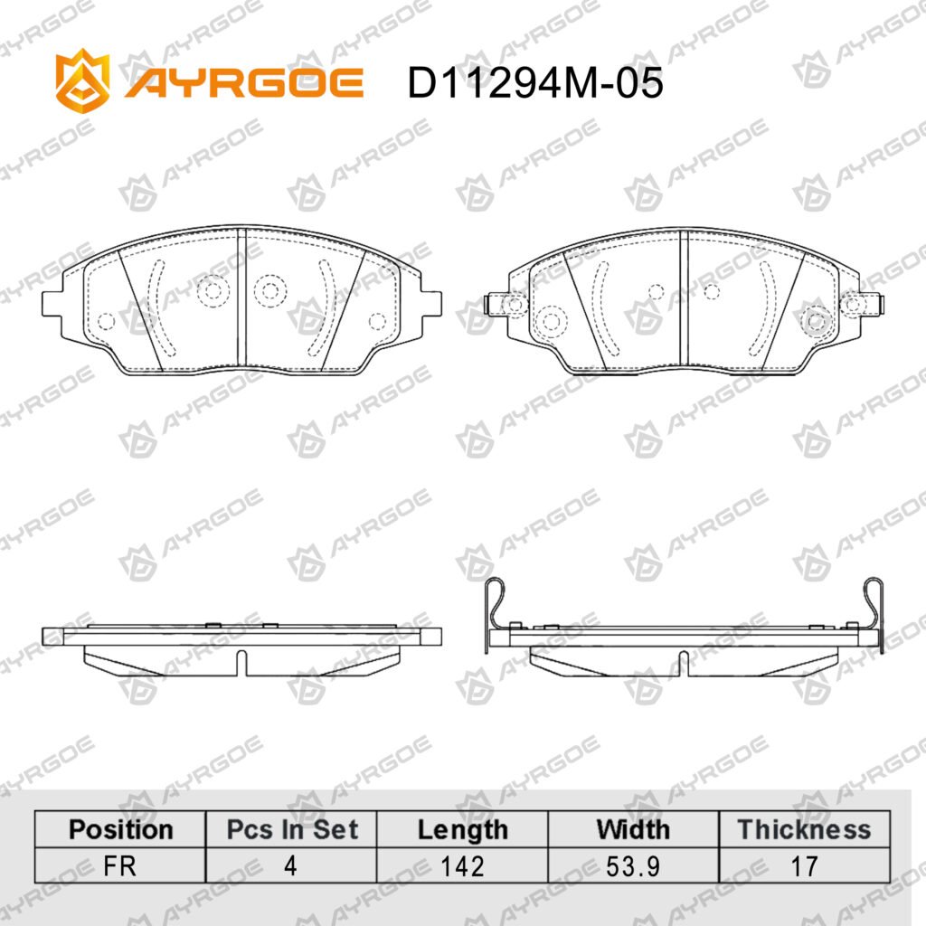AYRGOE D11294M-05 BRAKE PAD FR Chevrolet Cobalt 13/Aveo T300 11-15/Ravon R4 16-