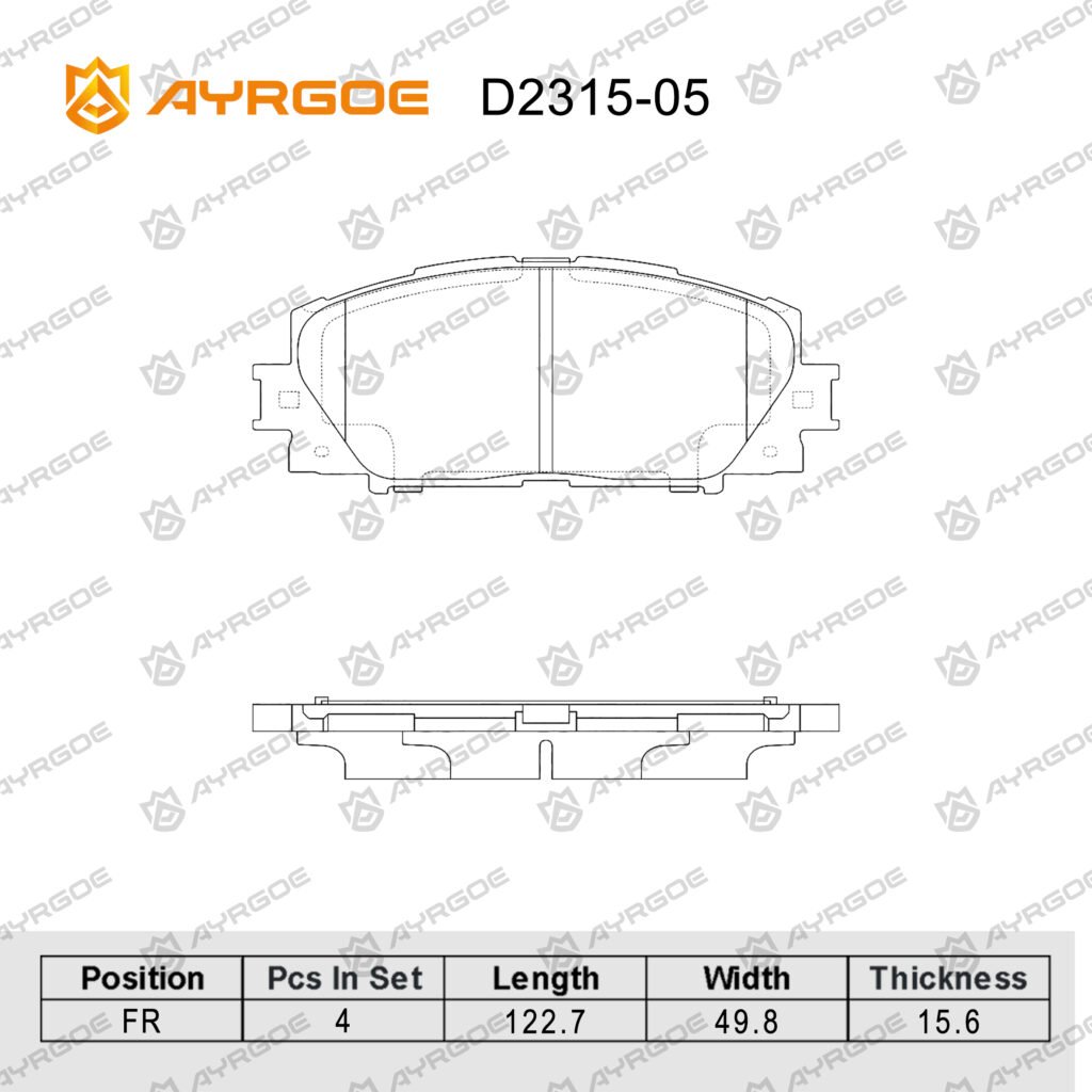 AYRGOE D2315-05 BRAKE PAD FR Toyota Corolla E211 19-/Vitz XP130 17-/Prius 09-18 1.8