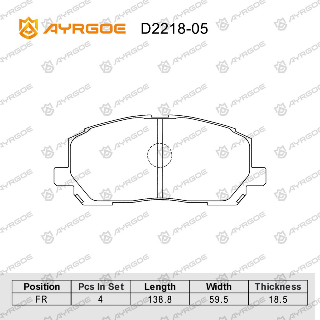 AYRGOE D2218-05 BRAKE PAD FR Toyota Highlander XU20 00-07/Lexus RX300 00-03
