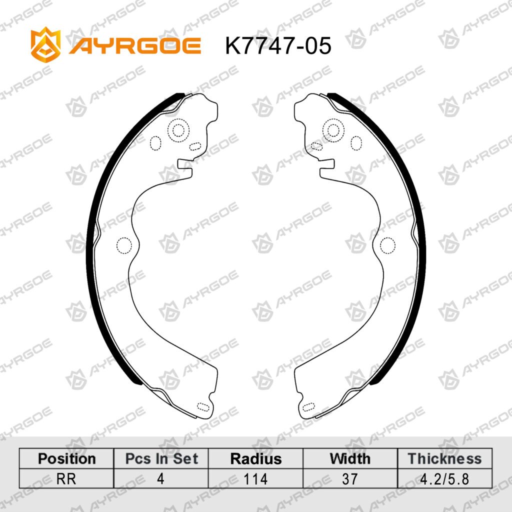 AYRGOE K7747-05 BRAKE SHOE RR Subaru Impreza 92-08/Legacy 89-99/Forester 97-08